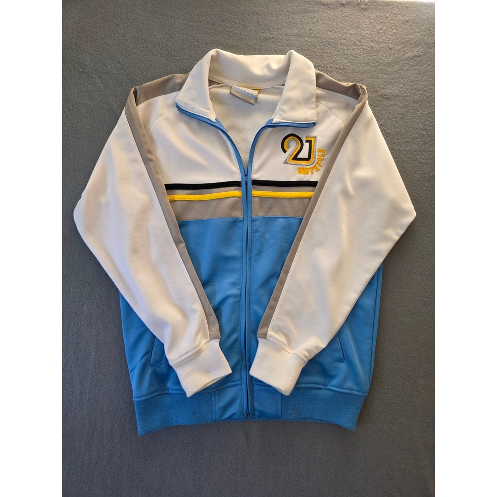 Southpole Mens Track Jacket Blue White Colorblock Y2K Zip Up Large 21 Graphic